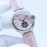 Cartier Stainless Steel Italian Cowhide Pink Leather Strap 36*10MM Pink Dial Watch